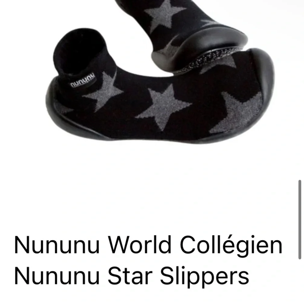 nununu Black and Gray Star Kids Collegien slippers Shoes euro 34 - 35